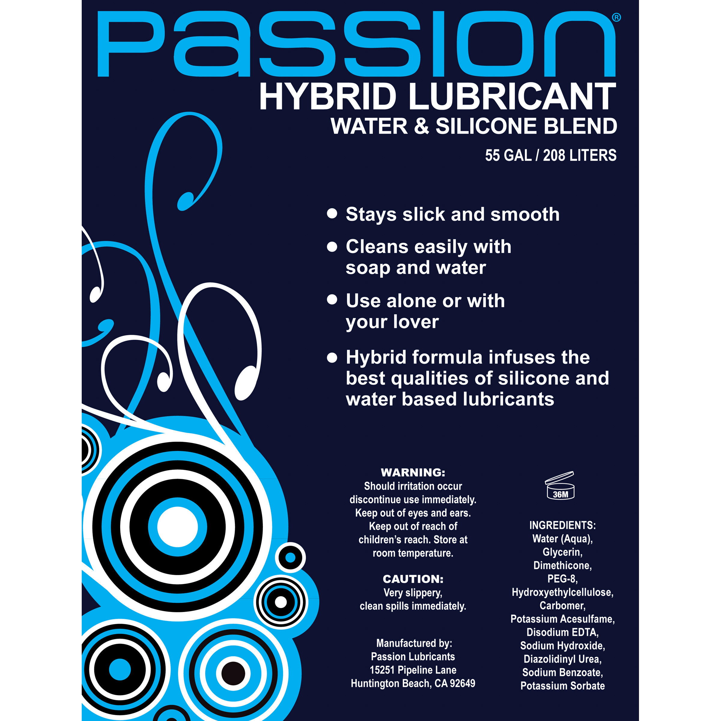 Passion Water and Silicone Blend Hybrid Lubricant - 55 Gallon - Image 2