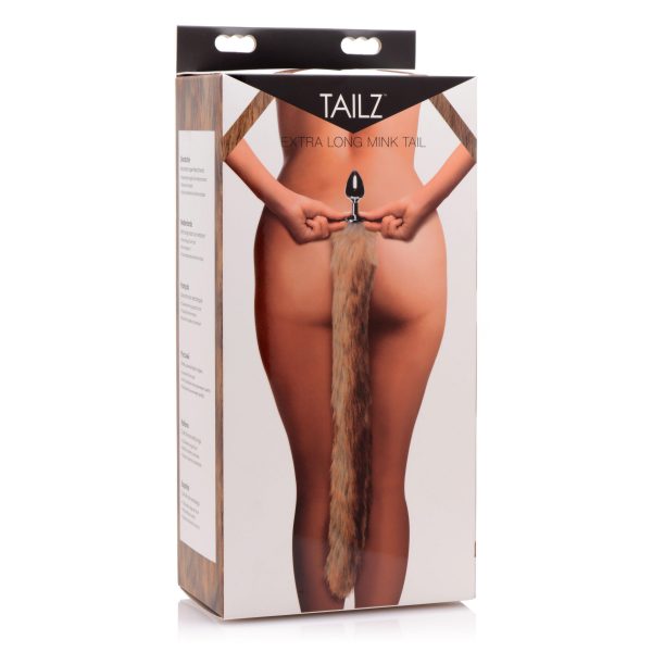 Extra Long Mink Tail Metal Anal Plug- Brown - Image 4