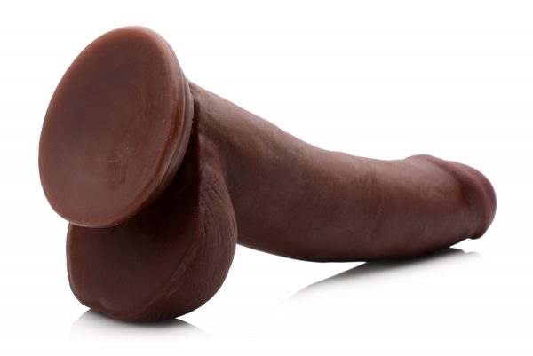8 Inch Ultra Real Dual Layer Suction Cup Dildo- Dark Skin Tone - Image 4